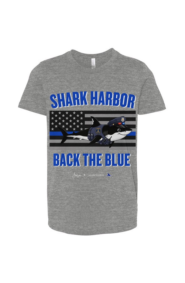 The Back the Blue Police Shark Youth Tee Jaxson Edition