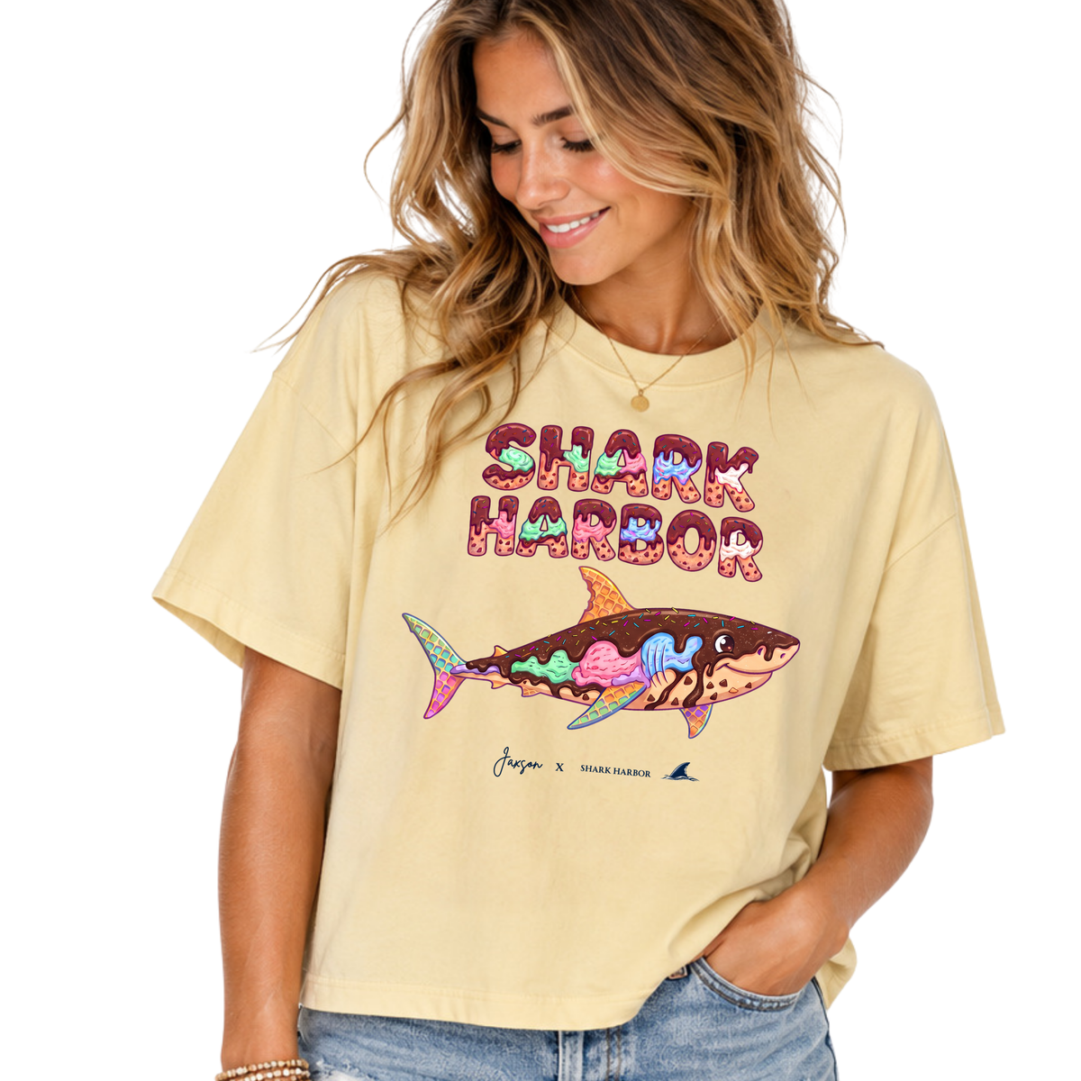 Ice Cream Shark Women Boxy T Shirt Jaxson Collection
